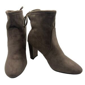 New Directions Hollis‎ Stretch Tie Sock Booties Heels Taupe Size 10